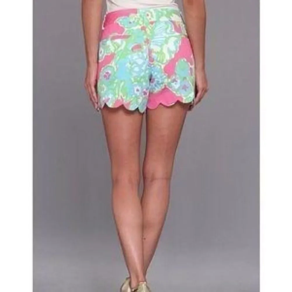 Lilly Pullitzer Buttercup Shorts Size 0 Scalloped Preppy Nantucket Summer Fem